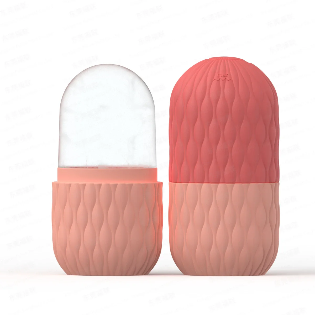 ลูกกลิ้งน้ําแข็งบนใบหน้าและถาดน้ําแข็ง - เครื่องมือนวดหน้าซิลิโคนเกรดอาหารสําหรับการดูแลผิว บรรเทาอาการบวม