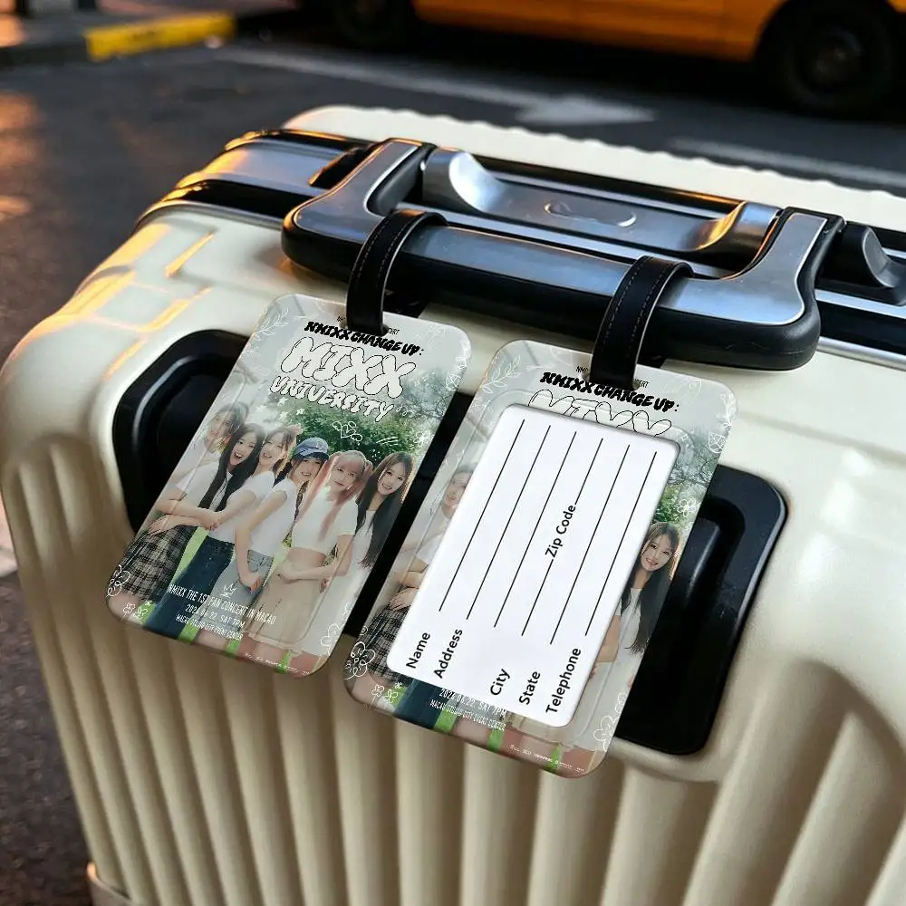 N-NMIXX Kpop Female Singing Group  Anti lost Name Label PVC Luggage Tag Information Card Holder For Travelers Daily Outdoor Use