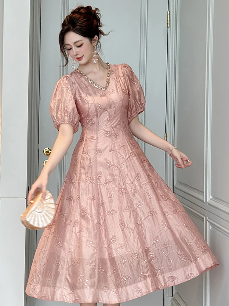 Moda damska Sukienki na studniówkę Sukienki z diamentami przy dekolcie Rozkloszowana sukienka Elegancka sukienka damska na przyjęcie Formalna sukienka wieczorowa Vestidos Femme