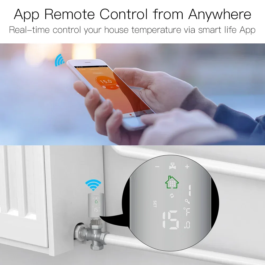 MOES ZigBee3.0 Attuatore per radiatore Valvola termostatica programmabile Regolatore di temperatura Tuya 2MQTT Alexa Google Voice Smart App