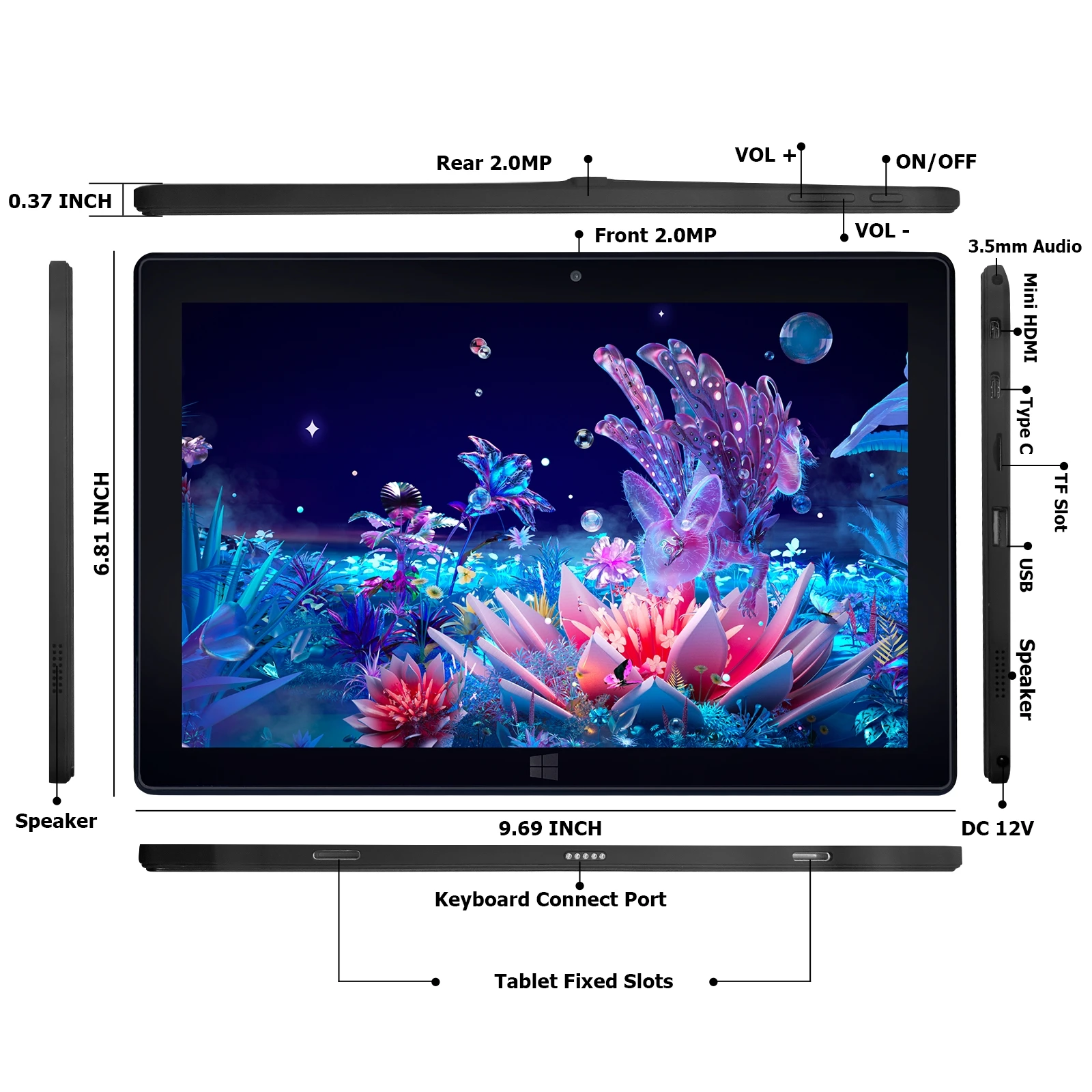 LZ1003 10.1 Inch Wins 11 Tablet PC 8GB RAM 128GB SSD Gemini Lake N4000 Dual Core for Business Entertainment