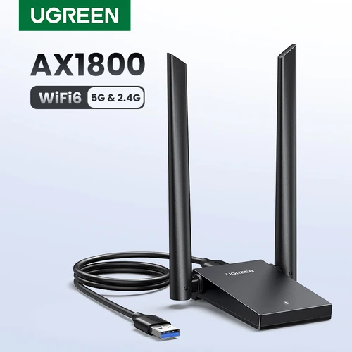 UGREEN AX1800 adaptador WiFi WiFi6 5G y 2,4G antenas duales 5dBi para PC de escritorio Windows 11/10 WAP3 WiFi Dongle tarjeta de red inalámbrica