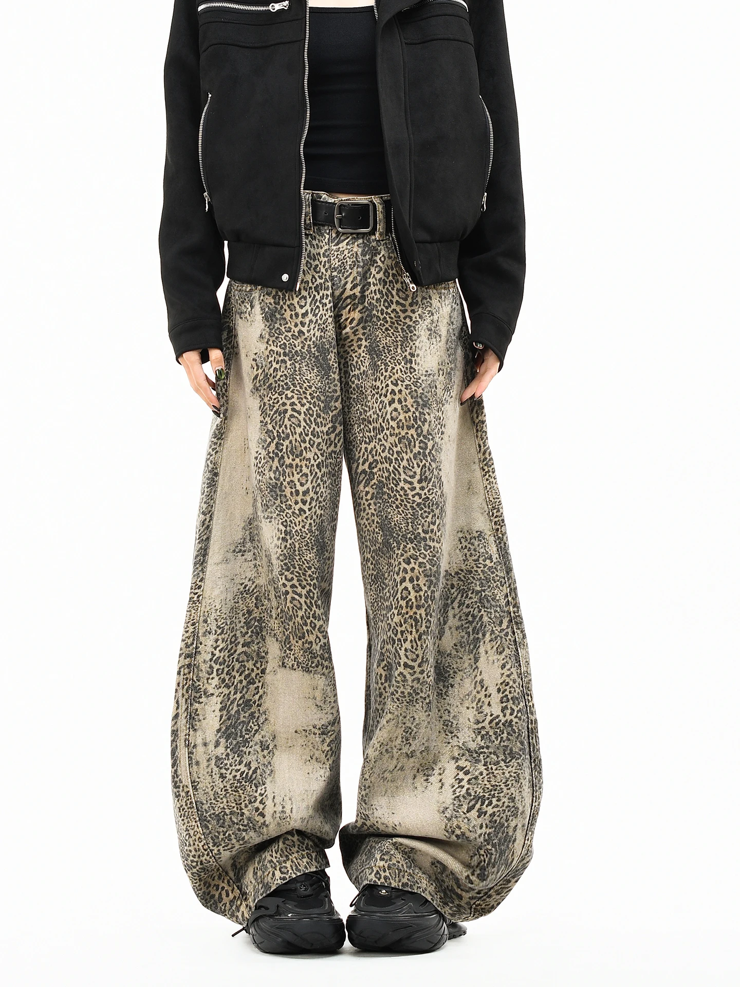 

OV Original American Sle Waed Loose Wide Leg Casual Pants Men's Design Casual Trousers Leopard Print Casual Pants