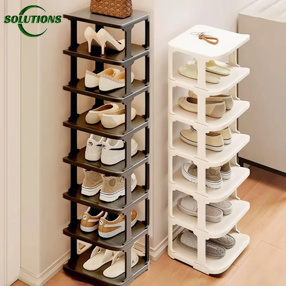 9-Layer Doorway Shoes Organizer Wall Corner Stackable Space-saving Narrow DIY Shoe Storage Rack Household Dormitory Furniture