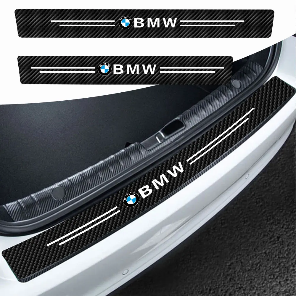 4pcs Leather Car Door Carbon Fiber Sill Protector Stickers For BMW M Performance M5 320 325 E28 E30 E34 E36 E39 E46  X5 X6 F01