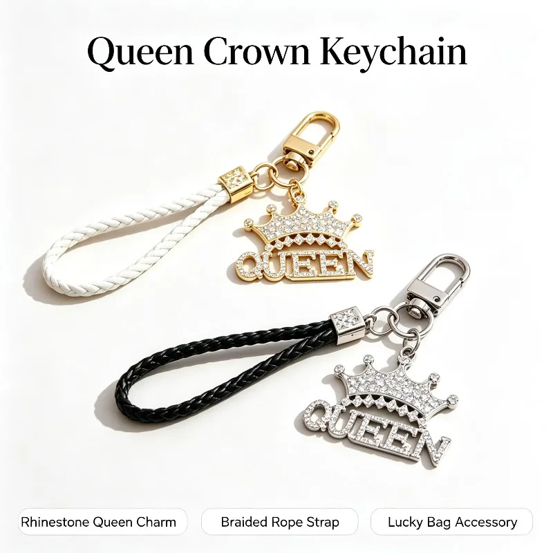 European‑style Crown Letter Full‑rhinestone Keychain Pendant, Men's and Women's Hip‑hop Cross‑border Jewelry