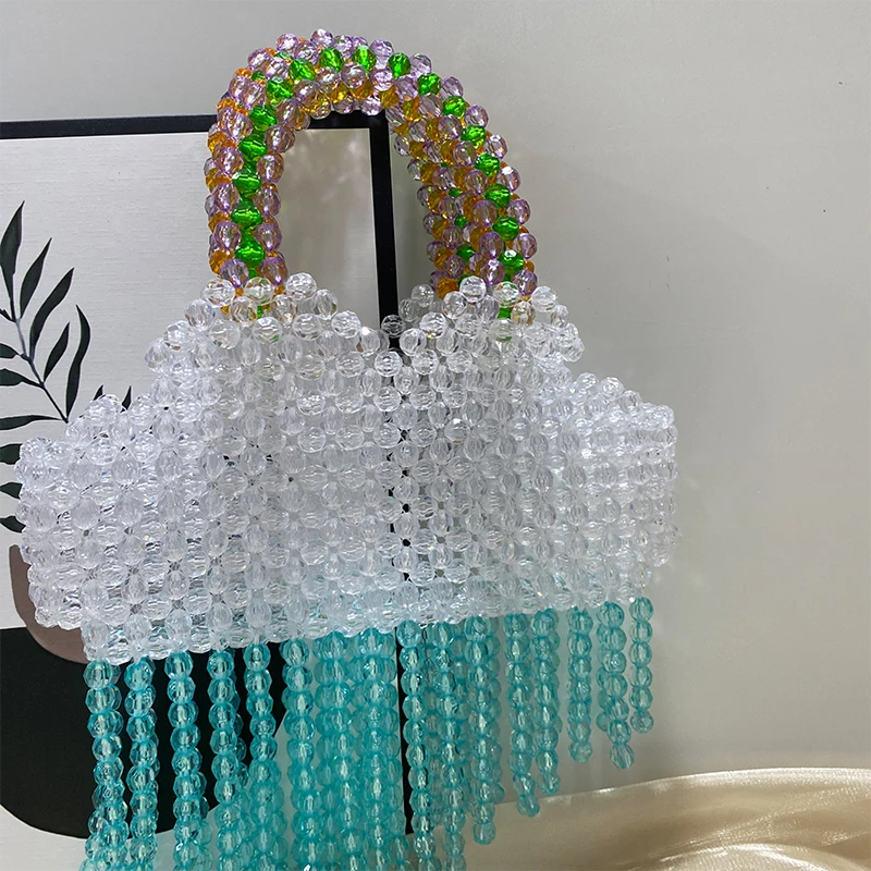 Summer Fashion Beaded Bag 2024 New Ins Small Fresh Cloud Shape Handwoven Women\'s Handmade Handbag Customized Female Designer