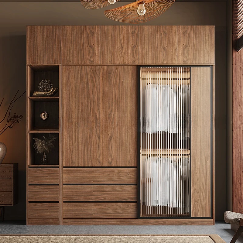 

Nordic sliding door wardrobe household bedroom small apartment combination sliding door cabinet