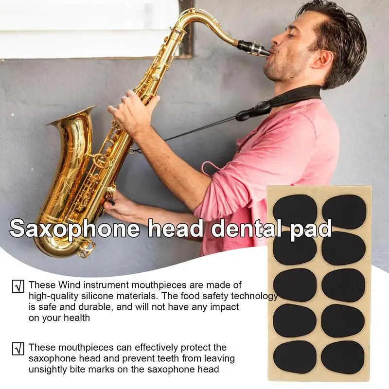 Saxophone Mouthpiece Cushions 10 Pieces Saxophone & Clarinet Mouthpiece Cushions Food-Grade Silicone Sax Mouthpiece Patches Pads