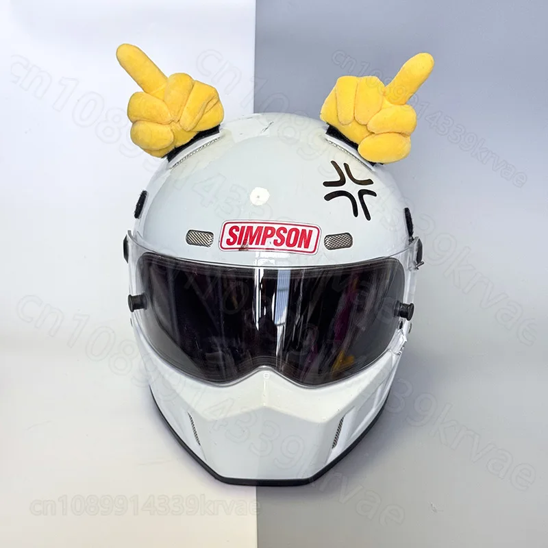 Electric car helmet puppet funny finger gesture ski helmet hood decorative doll sticker jewelry Headwear Helmet Parts