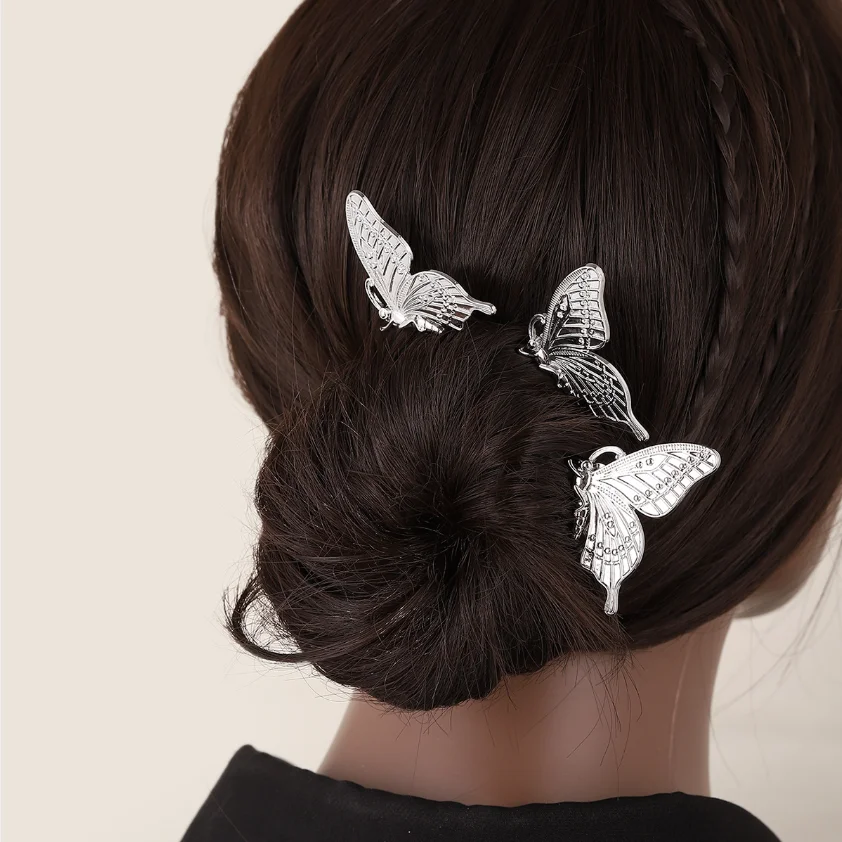 Korean Fashion Metal Butterfly Hair Comb Pins Bun Coiffure Wedding Styling Bridal Headdresses Ponytail Holder Gift Wholesale