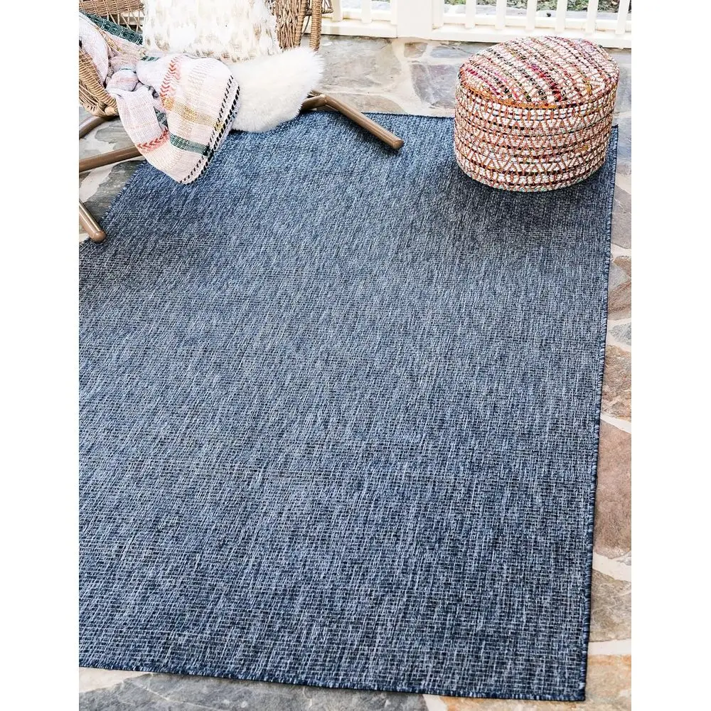 

Повседневный универсальный однотонный ковер из меланжевой пряжи для дома и улицы, плоское плетение, прямоугольный, 160x240 см, синий/темно-синий
