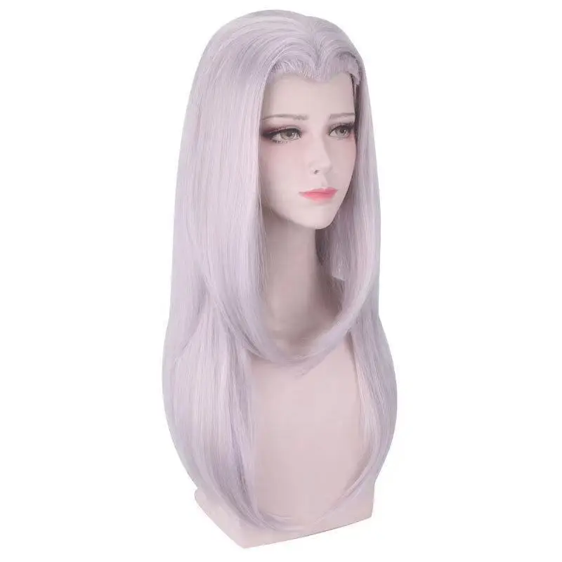 JoJo's Bizarre Adventure Leone Abbacchio Cosplay Wig Matte High Temperature Fiber Long Light Gray Purple Hair for Halloween