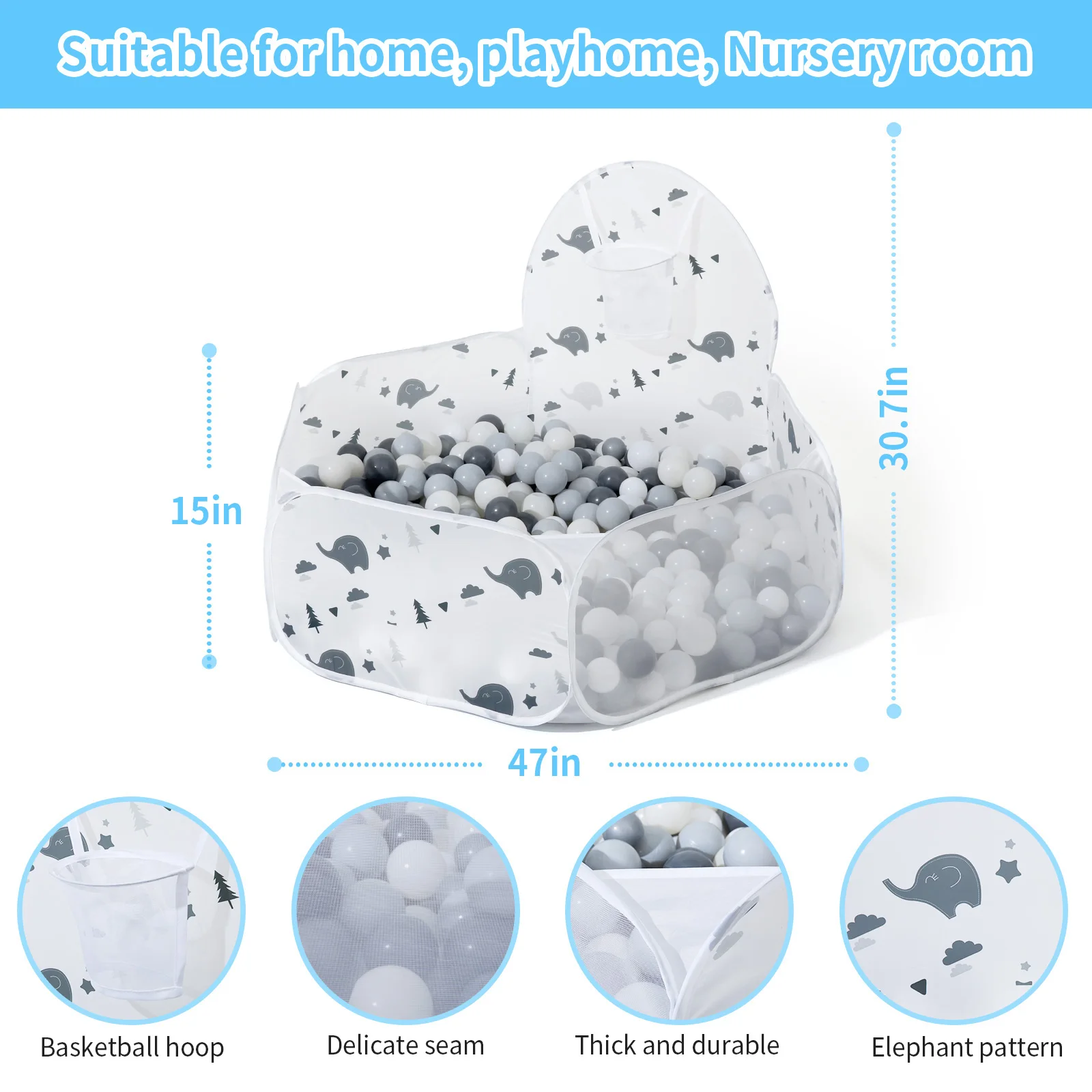 حوض سباحة قابل للطي على شكل كرة أطفال (بدون كرات) حفرة كروية أنماط متعددة متوفرة بنمط لعب الأطفال مع ألعاب داخلية على شكل طوق