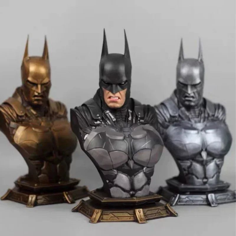 Batman Action Figures Arkham Knight Bust Sculpture Replaceable Head Imitation Copper Statue Collectible Model Home Decor Gift