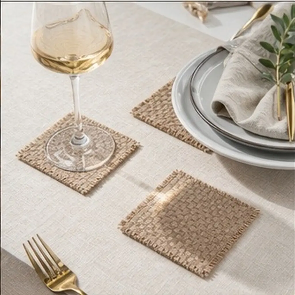 6Pcs Retro Linen Place Mats Set High-Quality Textured Table Coasters for Dining Table Protection Home Cafe Decoration Photo Prop