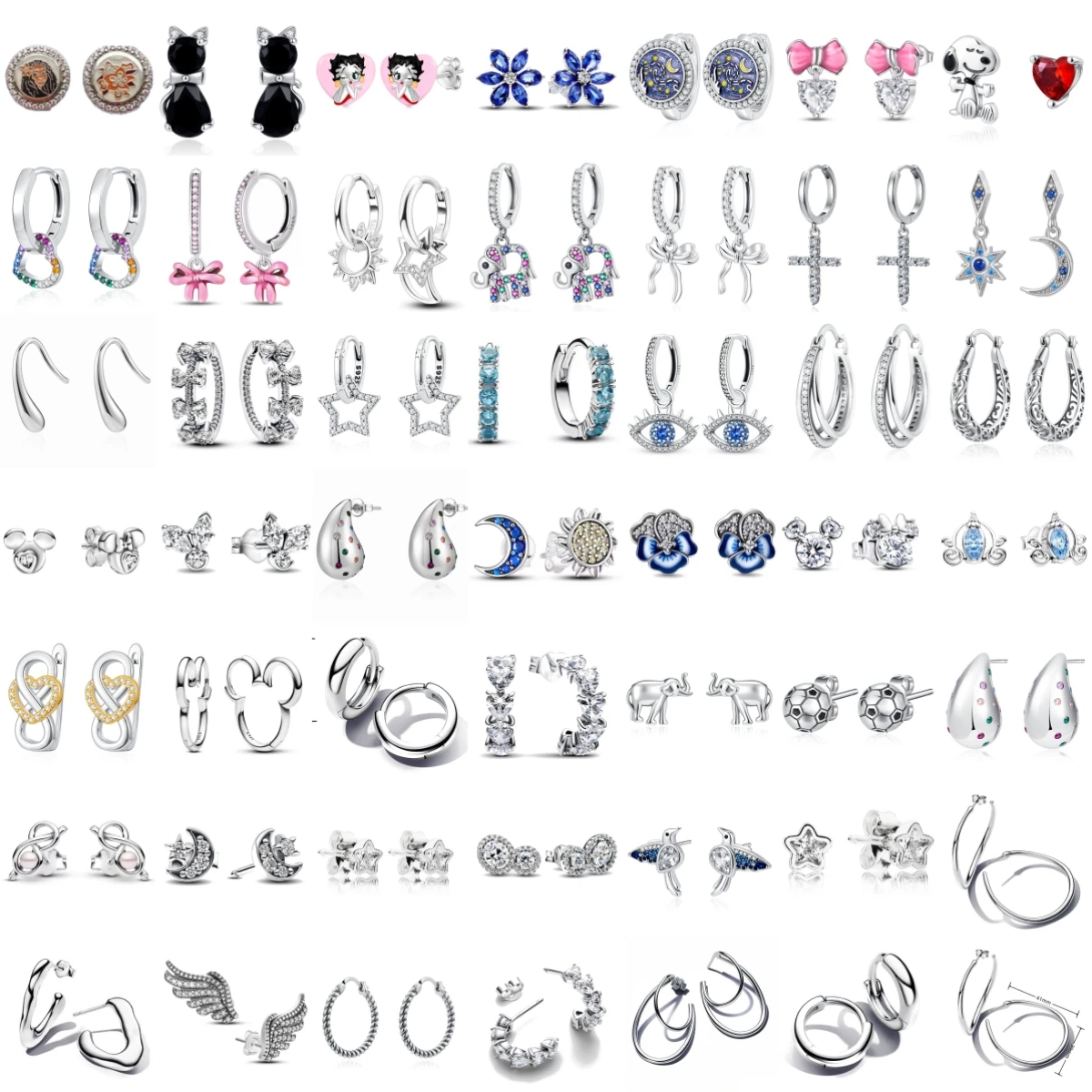 

Серебро 925 пробы MINISO Disney, крылья Микки, цветок слона, женские серьги-гвоздики, серьги-гвоздики для женщин, ювелирные изделия, вечерние серьги-кольца, подарок