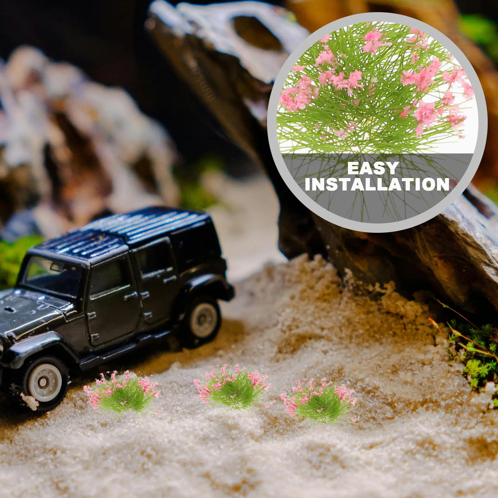 23Pcs Train Scenery Fire Car Grass Tufts Miniature Landscape Green Plastic Realistic Diorama Decoration Crafts Fake Trees - view 5