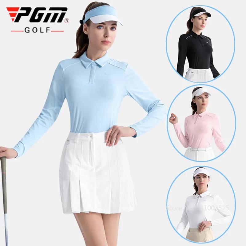 Pgm Golf Tennis Baseball Shirt Women Long Sleeved Polo Shirt Autumn Spring Lady Sports Tops Trainning Bouse Soft Skin-Friendly