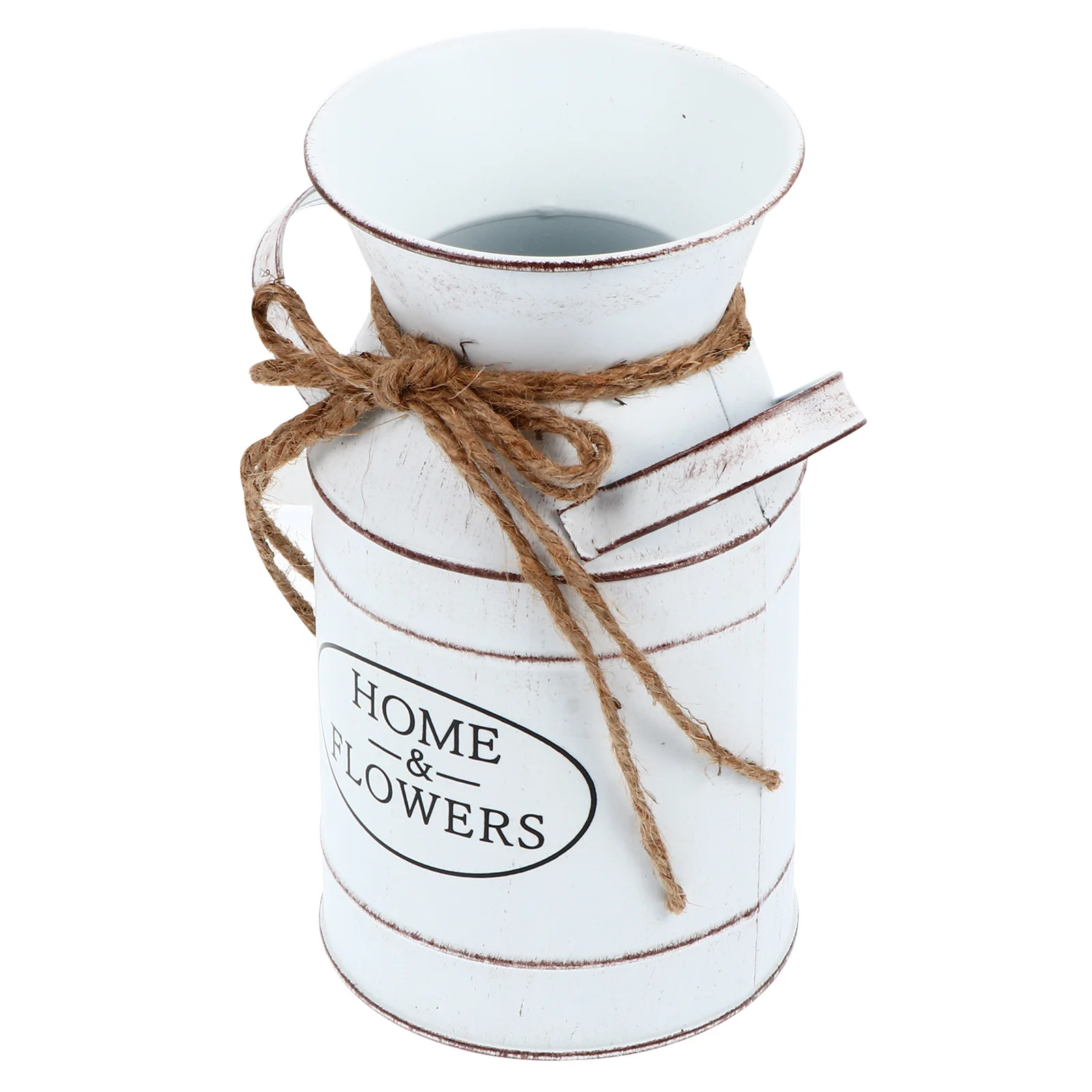Retro Milk Jug Flower Vase Tinplate Strong Classic Design Home Decor Floral Arrangement White Color Practical Gift