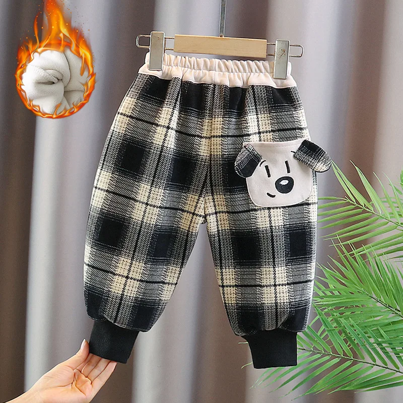 

Winter Fashion Baby Girls Clothes Children Boys Plaid Thicken Warm Pants Kids Trousers Toddler Casual Costume Infant Sportswear