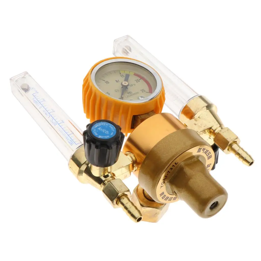 Argon CO2 Welder Regulator Gauge Flow Meter Dual Tube Shockproof Sleeve Copper Build for MIG TIG Use