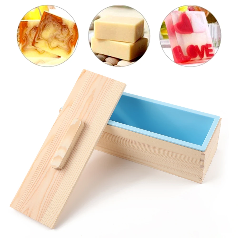 Rectangle Silicone Toast Mold Box DIY Handmade 42 Oz Soap Cold Process Molds Wood Box Soap Making Supplies 1200g