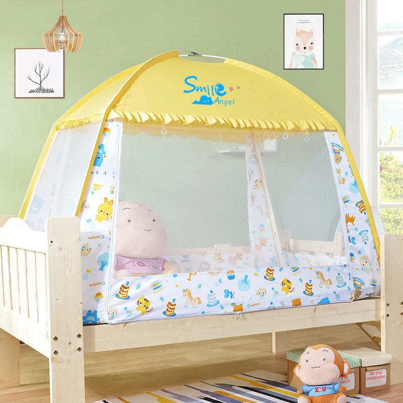 Mosquitera de yurta de fondo completo de verano, tienda de campaña para dormir para niños, mosquitera para cama de bebé de gran espacio, dosel para cuna de bebé de 0 a 8 años