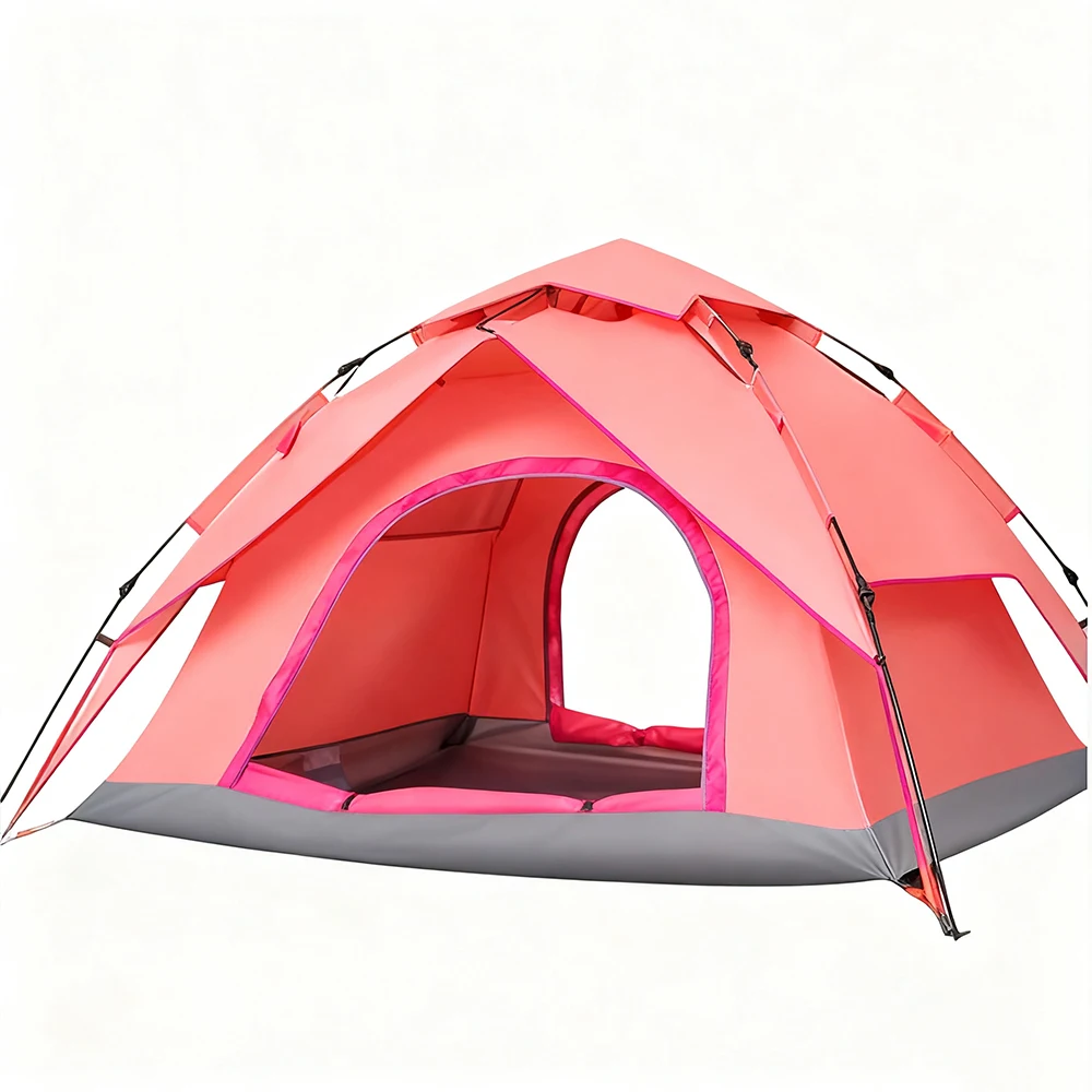 خيمة تخييم منبثقة أوتوماتيكية خفيفة للغاية مخصصة من STLF مقاومة للماء للسفر في الهواء الطلق تتسع لـ 3-4 أشخاص #3