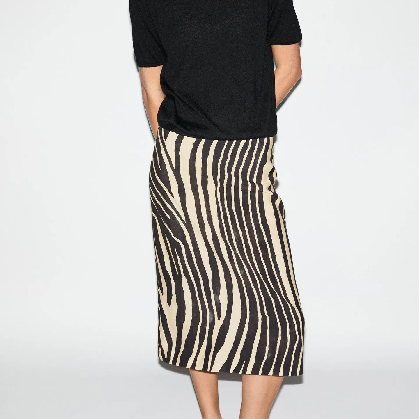 Women's A-Line Midi Skirt 2026 New Personality Design Printed Bodycon Half-length Skirt ZADATA Brand Mid-waist Other Material