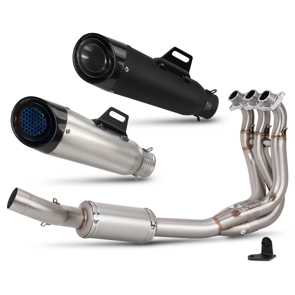 For Triumph Trident 660 2021-2024 Motorcycle Exhaust Full System Modify Front Link Pipe Three Layer Carbon Head Muffler Escape