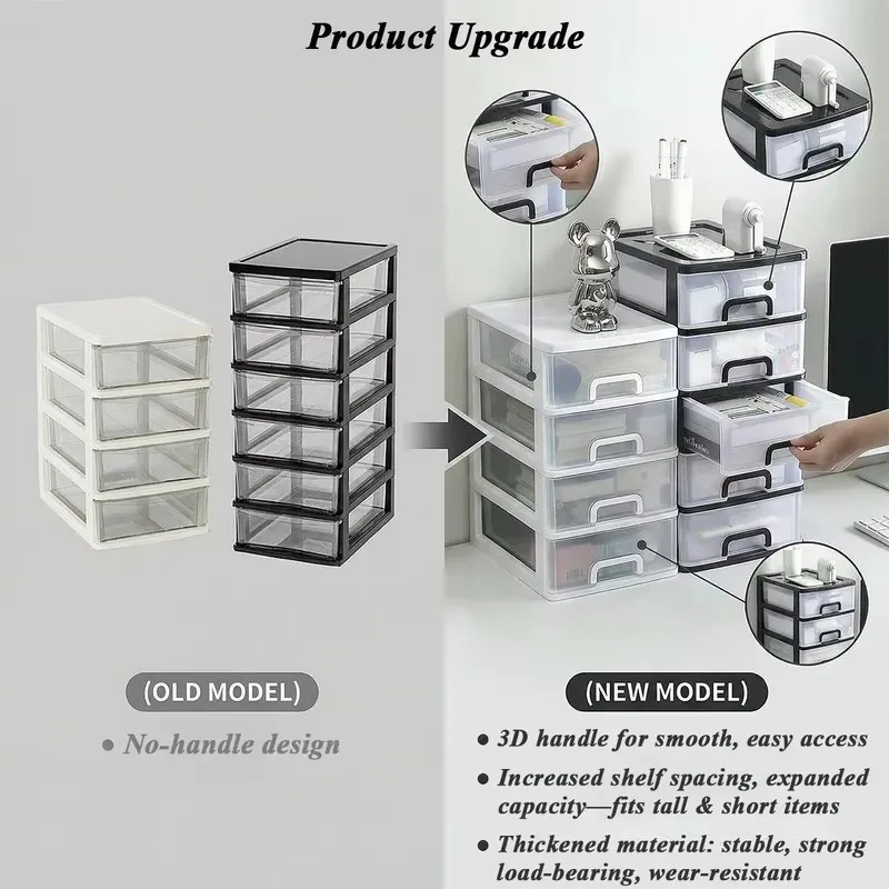 Multi-Compartment Plastic Storage Cabinet with 2-4 Drawers for Office and Home Desk Organization