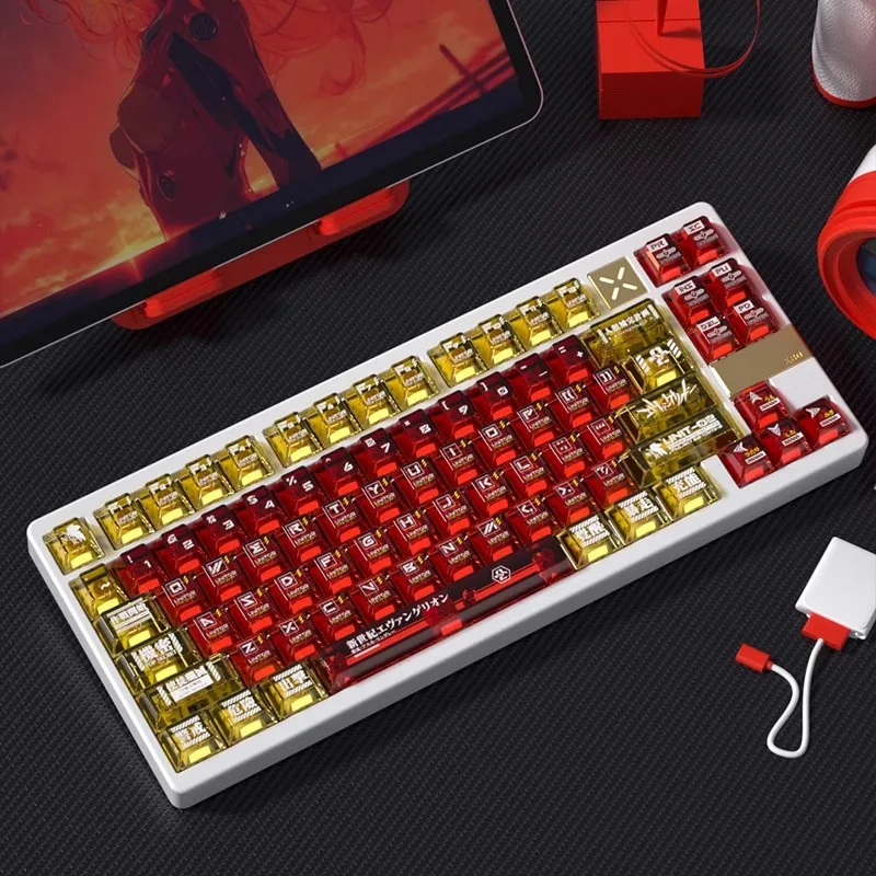1 Set Asuka Keycaps PBT Dye Sub PC Translucent Pearlescent Metallic Texture Key Caps Cherry Profile Anime Cartoon Game Keycap