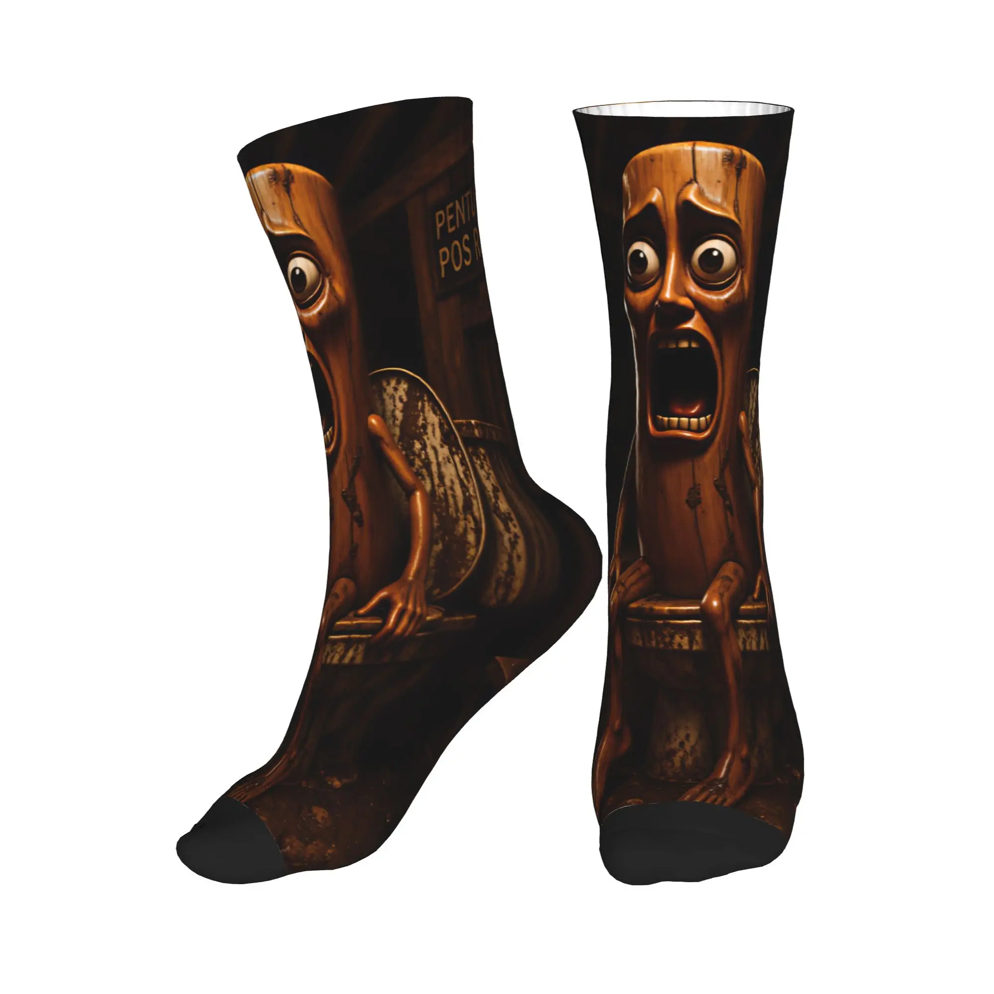 Couple Socks Tung Tung Sahur Scared Toilet Horror Meme  Stockings Winter Elegant Quality Socks Graphic Climbing Non Slip Socks