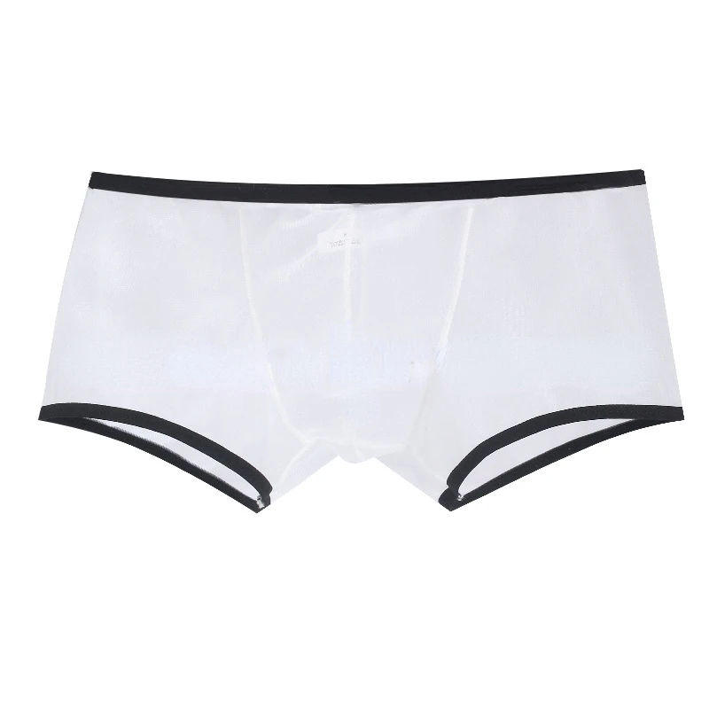 Men See Through Ultra-thin Boxer Briefs Shorts U Convex Pouch Underwear Panties Mesh Low Rise Transparent Qucik-Dry Underpants