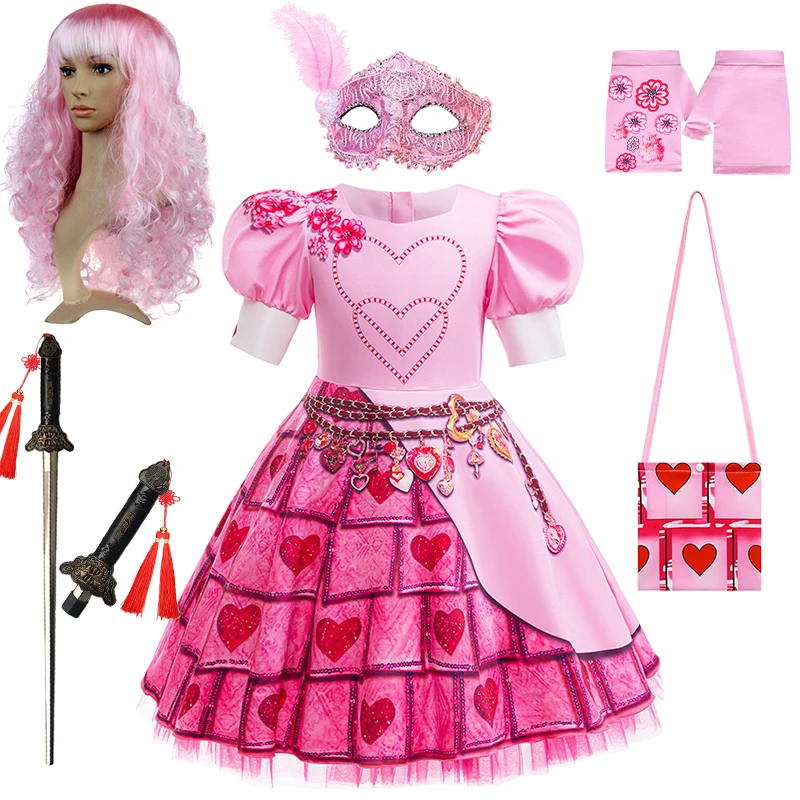 2024 bambini Halloween Cosplay discenti 4 costumi carnevale ragazze travestite regina dei cuori Masquerade Party brizzette Dress