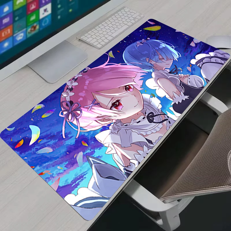 Tapis de souris en caoutchouc, grand tapis de bureau, Anime Re Zero Emilia Rem XXL, tapis de souris de bureau pour Gamer, tapis de clavier pour PC de jeu
