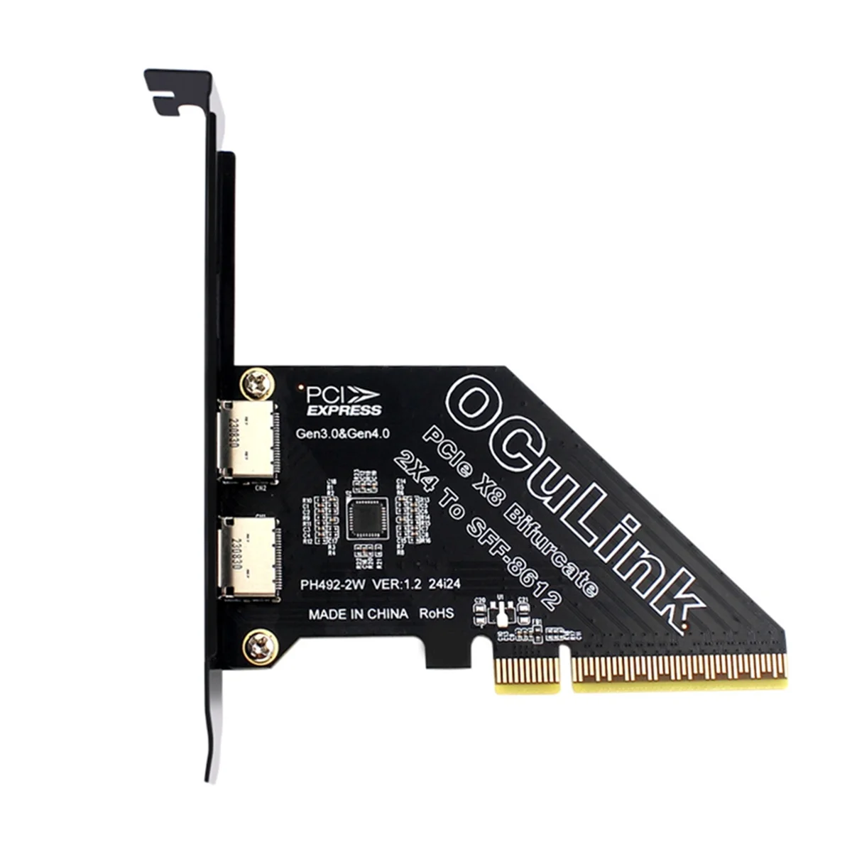 

OOKU-SFF 8611 & 8612 Adapter Card PCie 4.0 X8 to Oculink Support Convert SFF-8639 U.2 SSD 2-Port Expansion Card