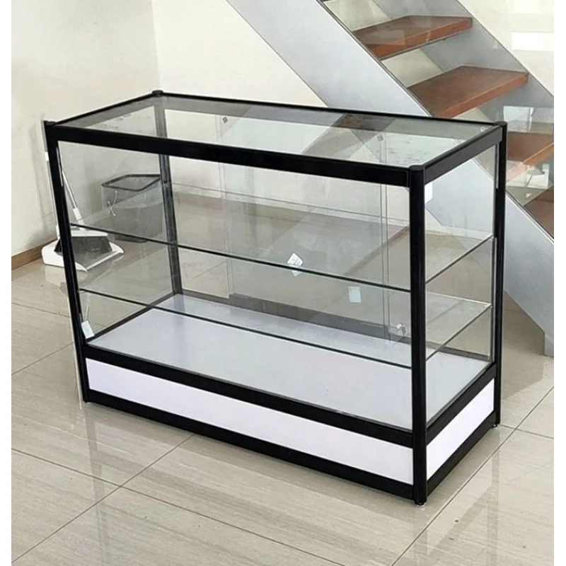 

Customized.48 inch aluminium frame small display showcase small smoke shop glass showcase full shop display