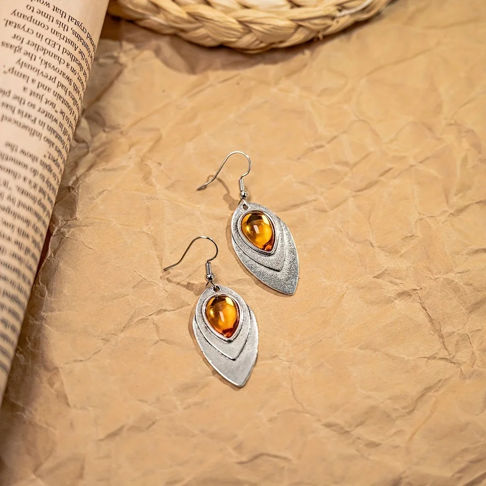 أقراط رياح عرقية عتيقة للنساء ، مجوهرات بسيطة ، هندسية قبلية ، إكسسوارات يومية ، زوج واحد