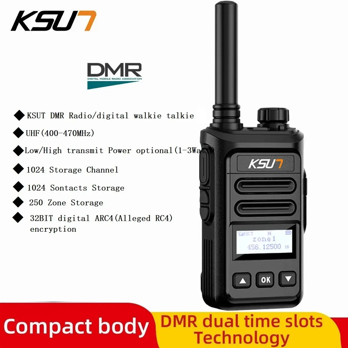 

KSUT DMR Radio Walkie Talkie Digital Ham Two Way Radio Station Portable 3 Watt UHF Professional Transceiver Wireless Device