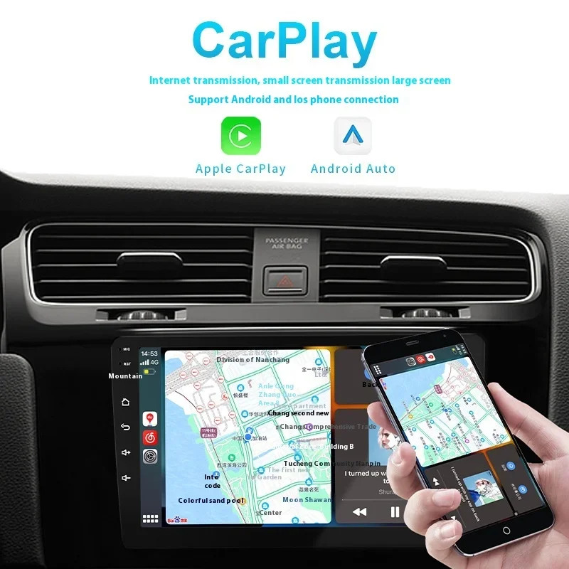 Universal Android 9/10 Inch 2+32G IPS Wireless Carplay Bluetooth GPS Large Screen Car Navigation Rear View Reverse TV Display