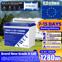 100ah Lifepo4 12V Battery Pack with 4S 100A Smart BMS Solar Panels Electric Car RV Rechargeable LFP Cell Batteries Fast Delivery