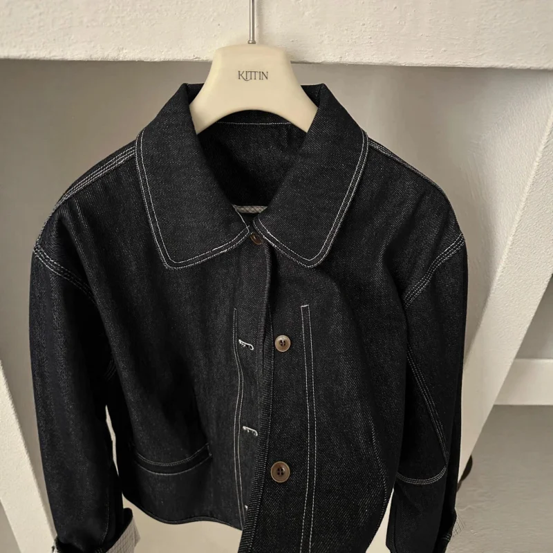 الكورية نمط مخطط الكفة بدوره إلى أسفل طوق المرأة ربيع جديد تصميم تحسس صغيرتي تنوعا الأعلى #5