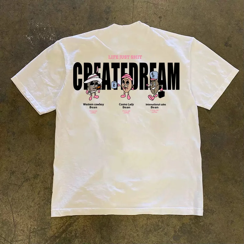 Loose Fit Short Sleeve T-Shirt Pure Cotton Double Thread Women's Style Heavyweight Couple's Tee Casual Summer Fashion