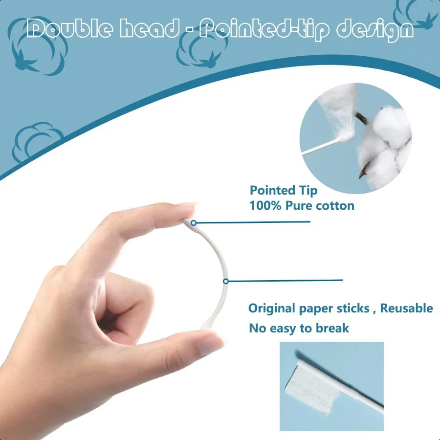 Precision Tip Cotton Swabs Double Pointed Cotton Buds for Makeup 800pcs