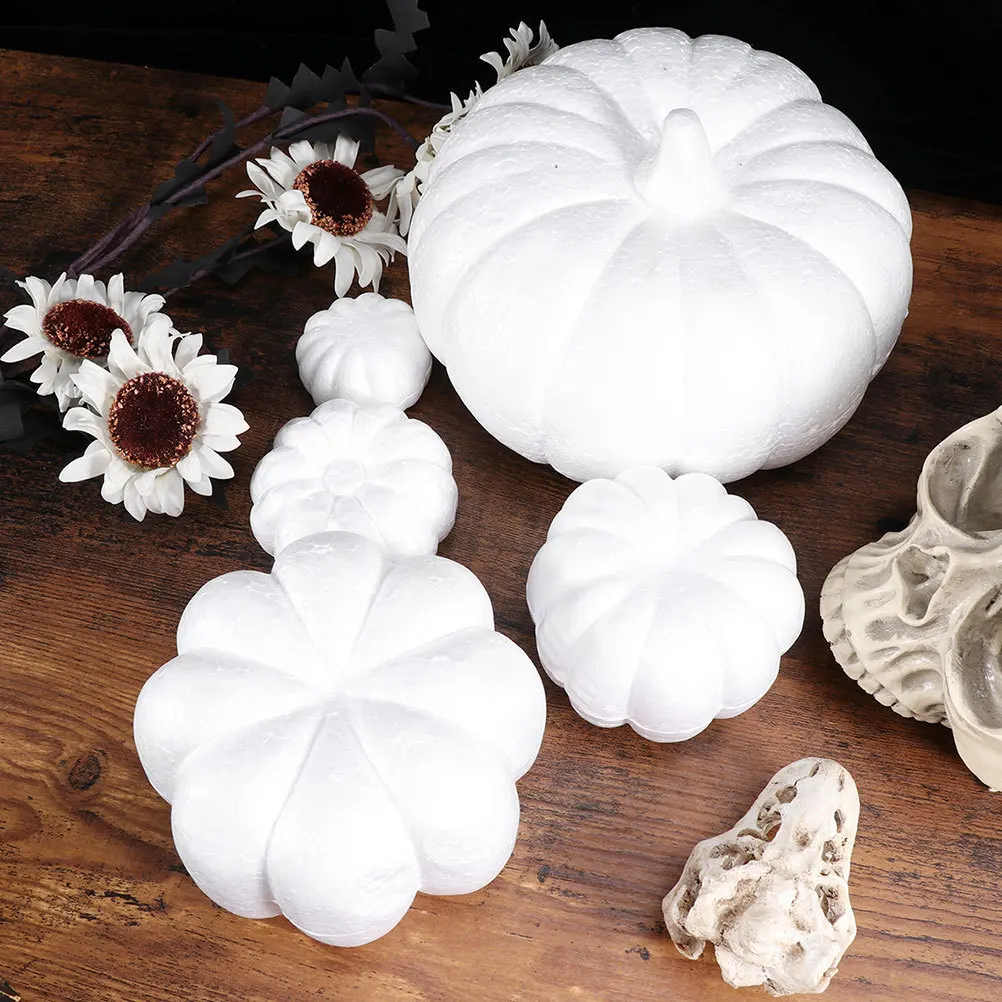 

6Pcs Artificial White Small Pumpkins Realistic Fake Pumpkin DIY Craft Autumn Thanksgiving Halloween Decor Pumpkin Decor
