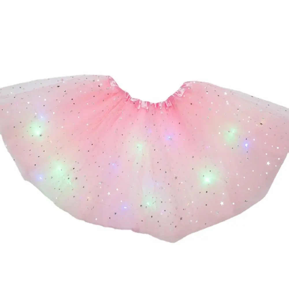 Soft Elastic Mesh Birthday Gifts Multi-color Fairy Sequins Girls Tutu Skirts Cute Skirts Luminous Skirts Children Short Dress