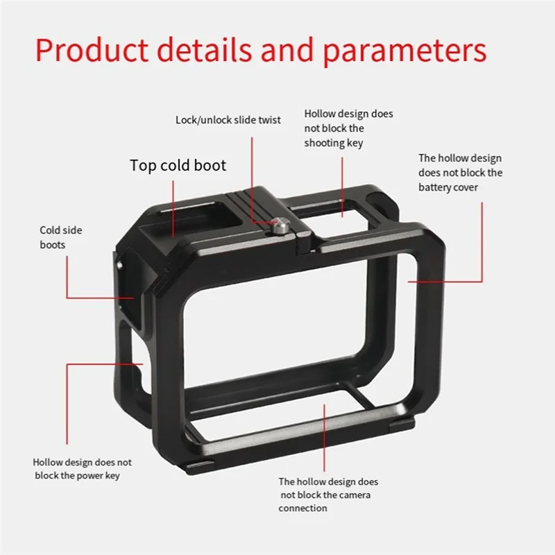 M01K Magnetic Camera Cage Quick Release With Cold Shoe Mount Protective Frame Aluminium For Gopro 13/12/11 Action Camera