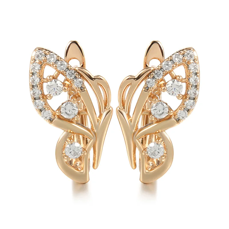 Rose Gold Clear CZ Simple Earrings for Women Engagement Wedding Statement Jewelry Accessories